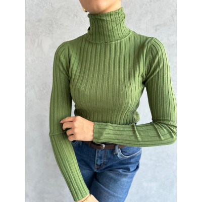 Golf prążkowany LIA - oliwkowy