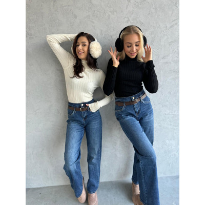 Golf prążkowany LIA - czarny