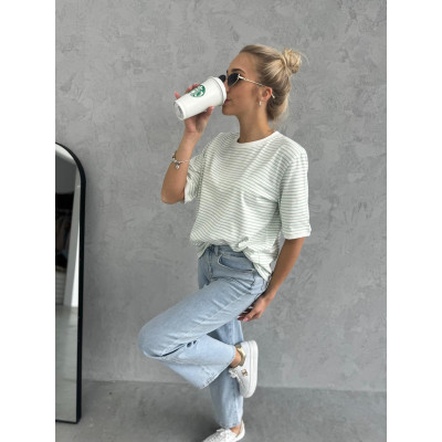 T-shirt STRIPES - pistacja