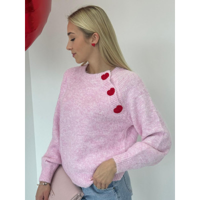 Sweter HEARTS - jasny róż