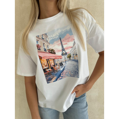 T-shirt PARIS - biały z...
