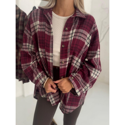 Koszula HARPER - bordowo-biała