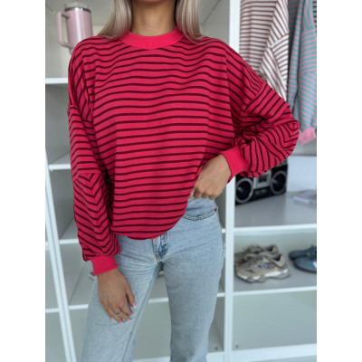 Bluza STRIPES - malinowa w...