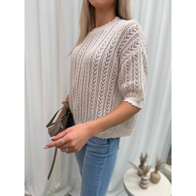 Sweterek ażurowy MILA - ecru