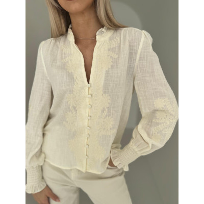 Koszula z haftem - ecru