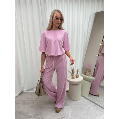 Komplet prążkowany MIA - róż