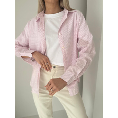 Koszula w paski - różowa