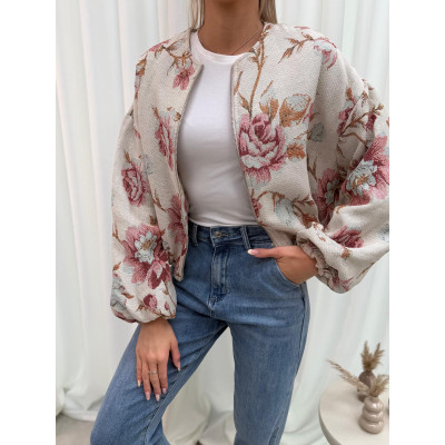 Żakardowa bomberka w kwiaty