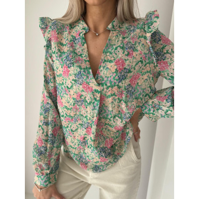 Koszula z falbanką w kwiaty...