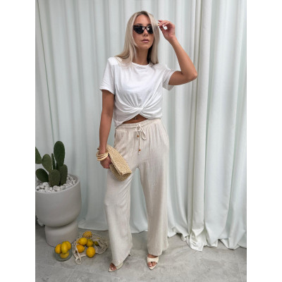 Spodnie  LINEN FLOW - beżowe