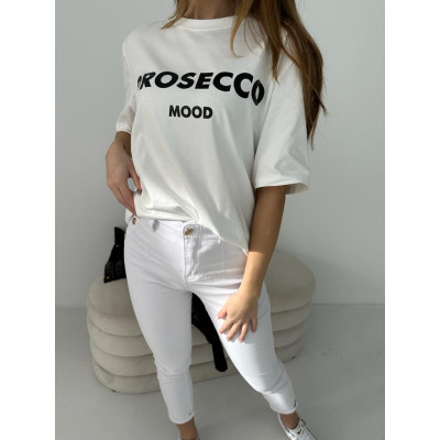 T-shirt PROSECCO MOOD - biała