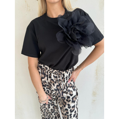 T-shirt FLOWER - czarny