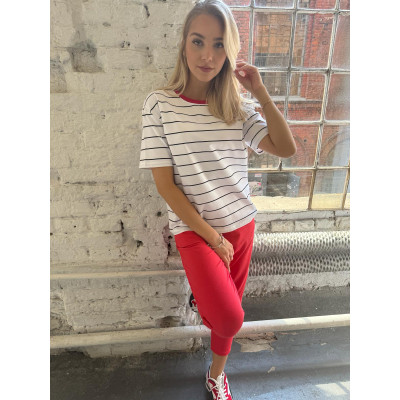 T-shirt PASKI - biało - czarny